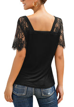 Load image into Gallery viewer, Women Crochet Lace Short Sleeves V-Neckline Top
