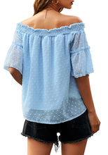 Load image into Gallery viewer, Women Tie-Front Dotted Shirred Off-Shoulder Loose Top
